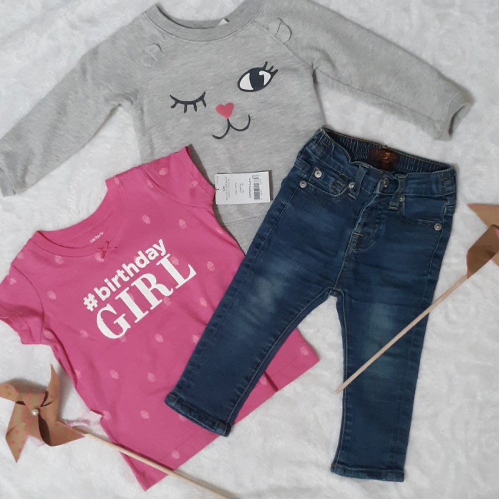 3pc bundle 7FAM jeans,sweatshirt&tee